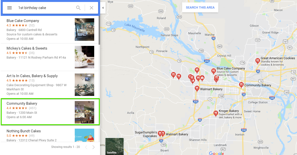 Community-bakery-google-maps