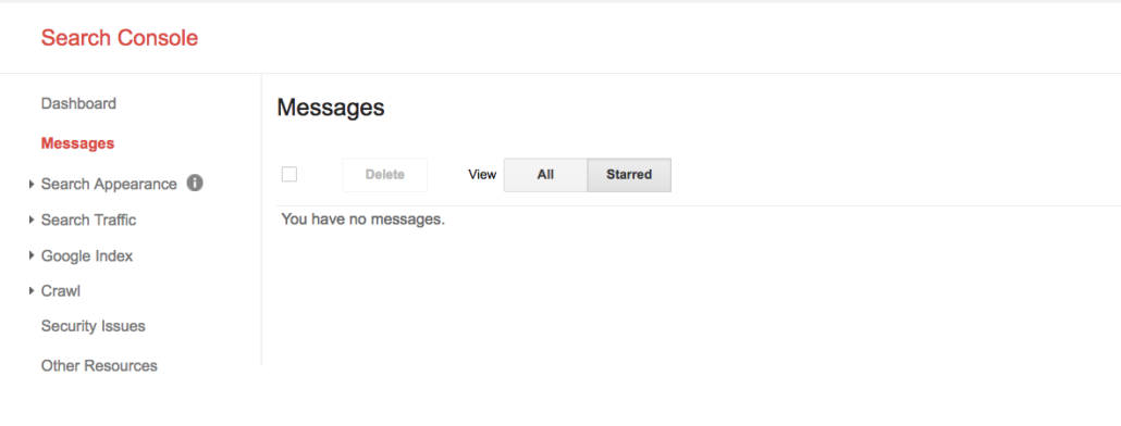 Messages search console